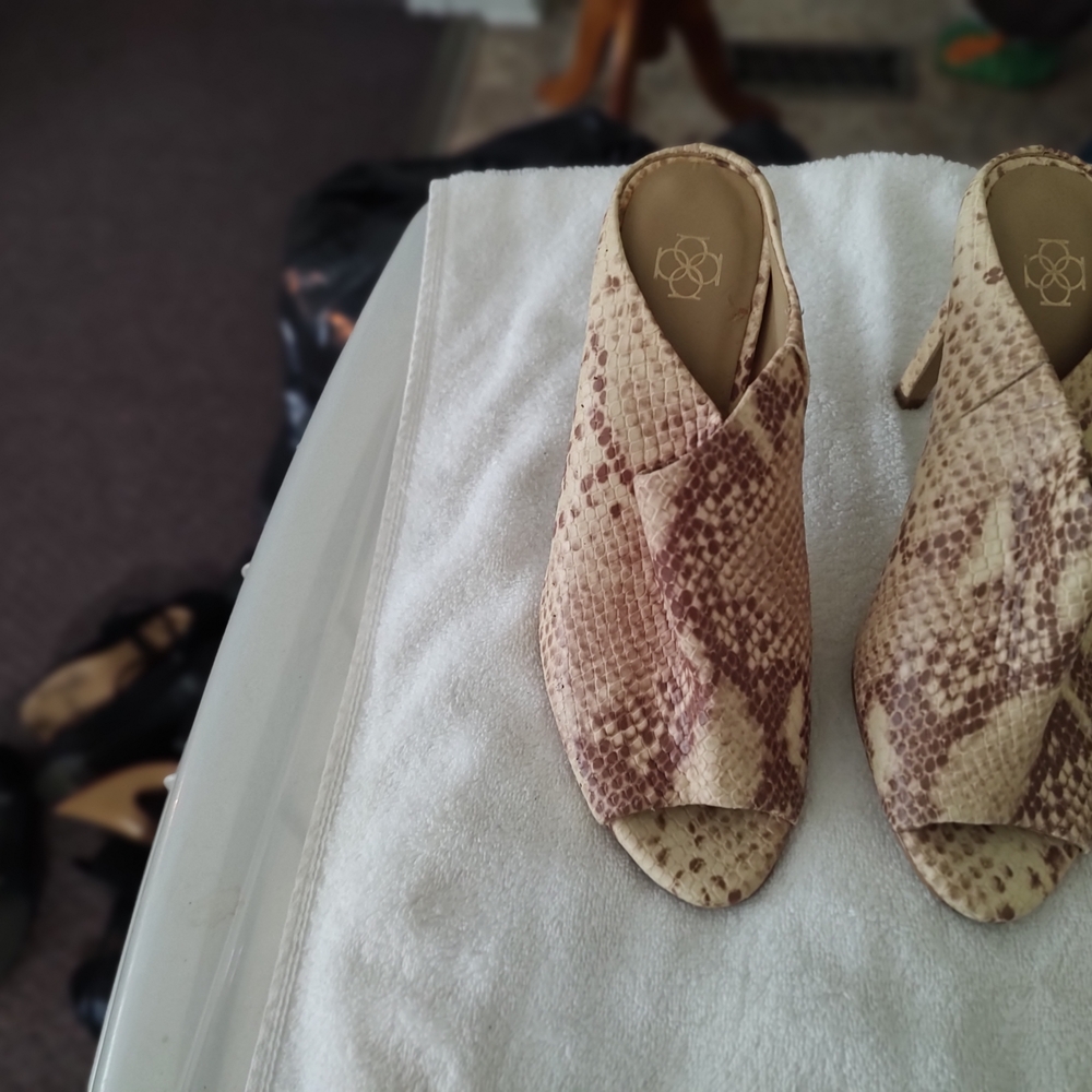 Women's Snakeskin Open-Toe Heels